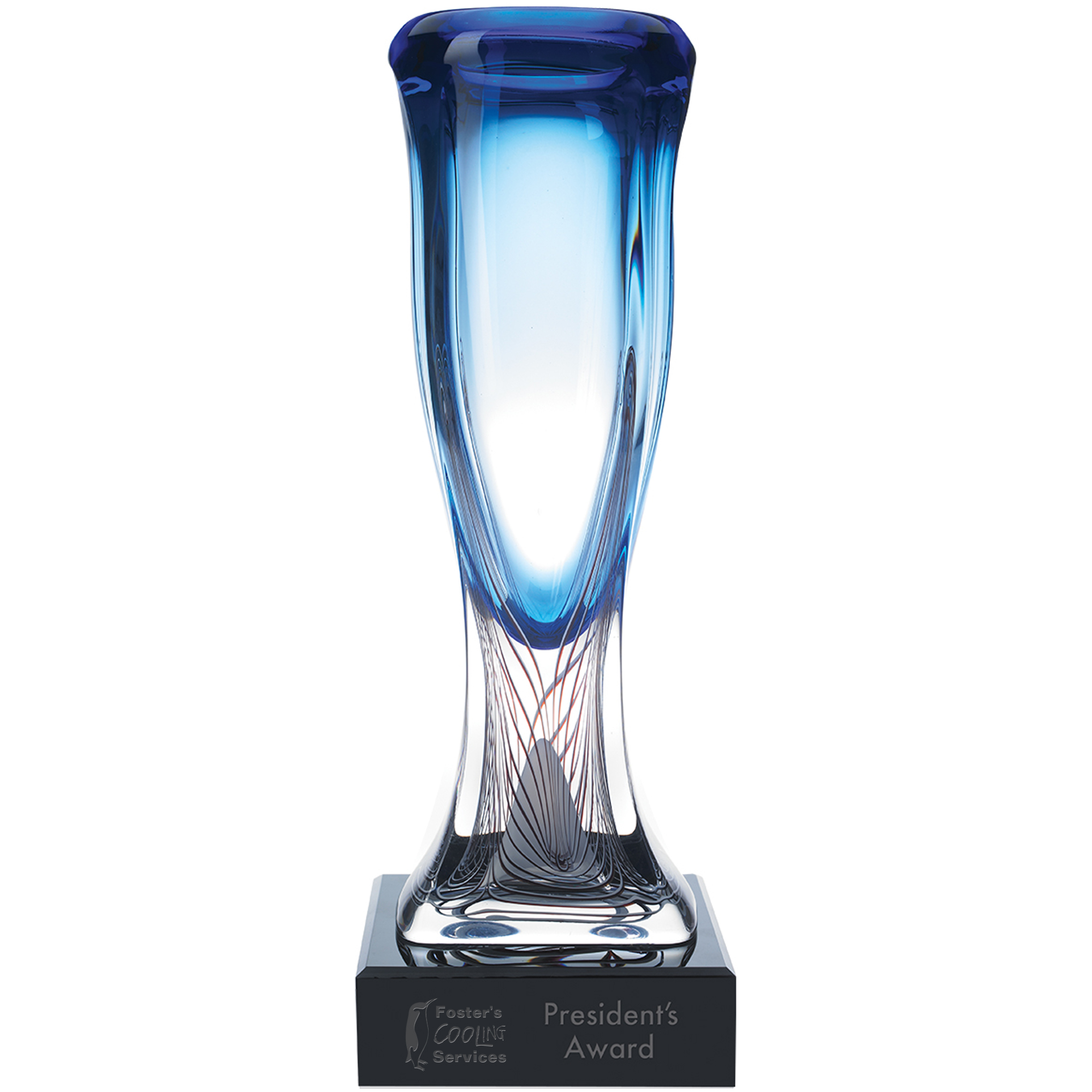 Product Photo 1 Azul Art Glass Award with Glass Base, 17" - CLOSEOUT!
