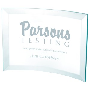 Jade Glass Crystal Scroll Award, Medium, 5" - JA6185