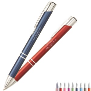 Tres-Chic Vibrant Matte Barrel Ballpoint Pen w/ Chrome Accents - GS1390