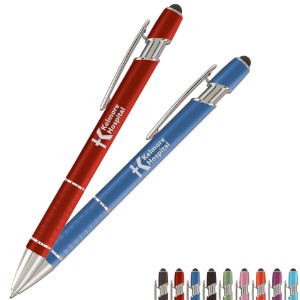 Ellipse Matte Finish Ballpoint Stylus Pen w/ Textured Grip - GS1373