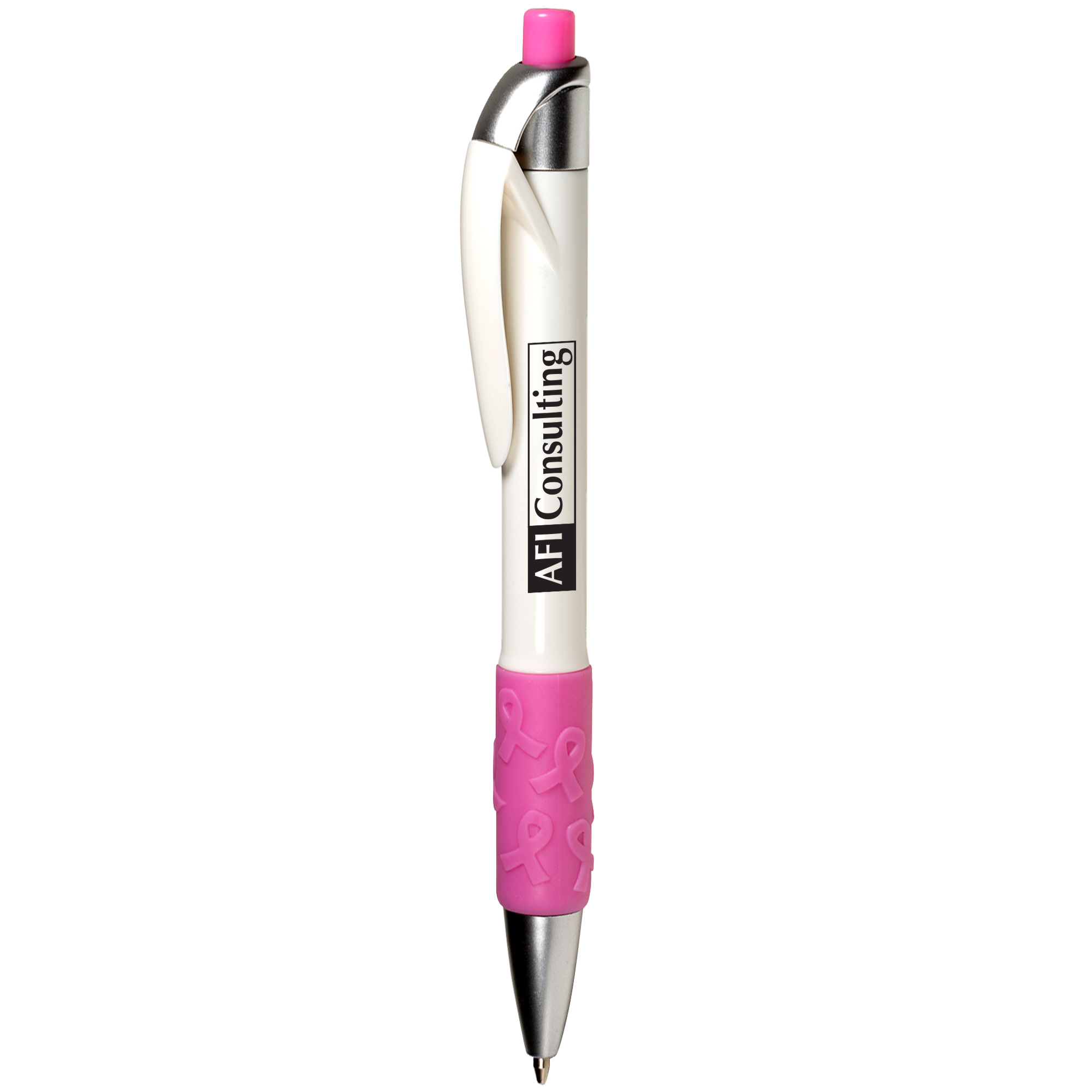 Product Photo 1 Pink Awareness Ribbon Click Pen w/ Rubber Grip