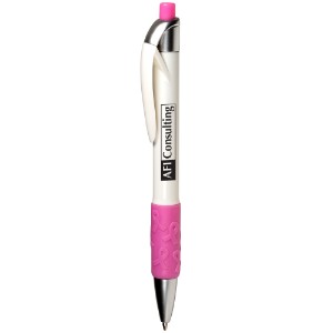 Pink Awareness Ribbon Click Pen w/ Rubber Grip - PM1958