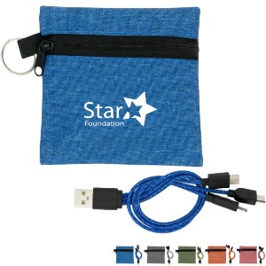 Three-in-One Charging Cable w/ Keyring Pouch - AL2090