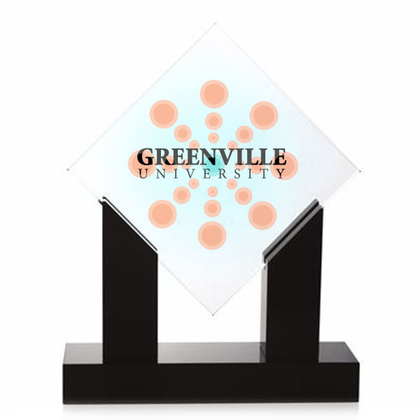 Product Photo 1 Diamond Jade Glass Award with Black Base, 10-1/2"
