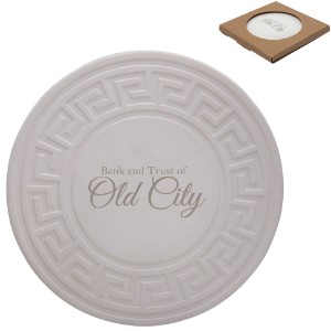 Greek Key Round Absorbent Stone Coaster - IL7214