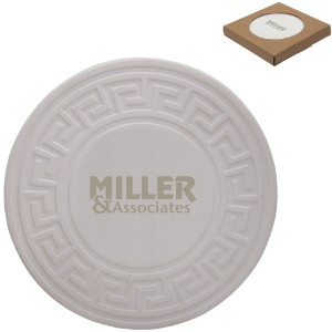 Greek Key Round Absorbent Stone Coaster Duo - IL7228