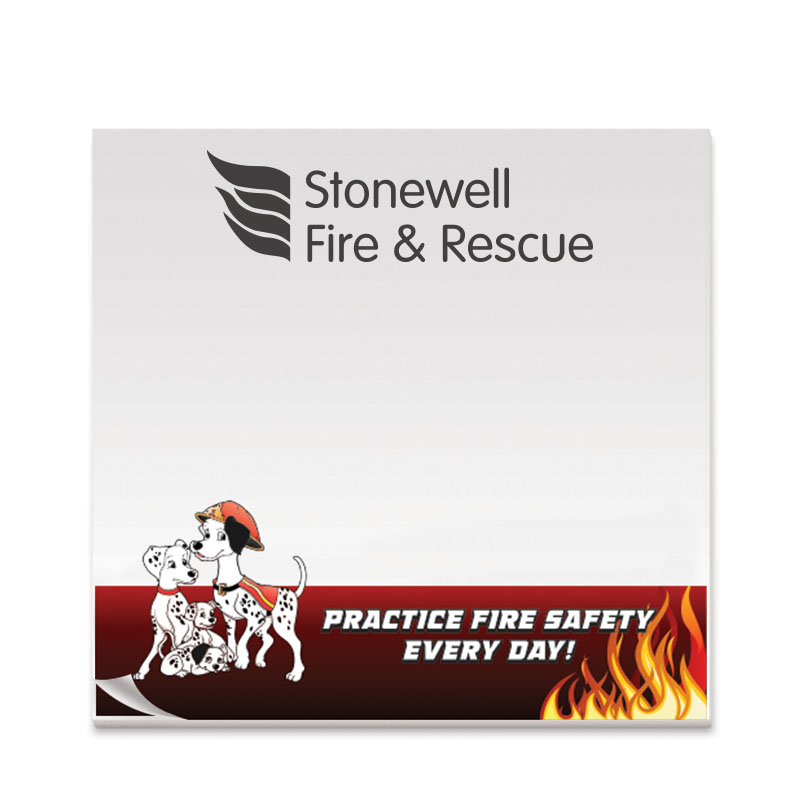 Product Photo 1 BIC® Adhesive 25 Sheet Notepad, Practice Fire Safety Everyday, 3" x 3"