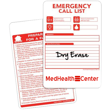 Product Photo 1 Dry Erase Emergency Preparation Tips & Numbers Card