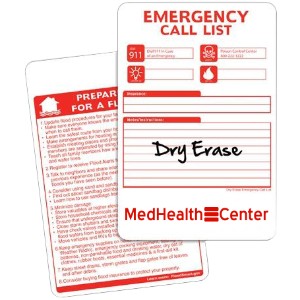 Dry Erase Emergency Preparation Tips & Numbers Card - BU2090