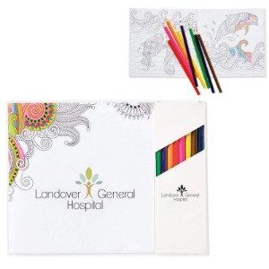 Deluxe Adult Coloring Book & 8-Piece Color Pencil Set - JN1156