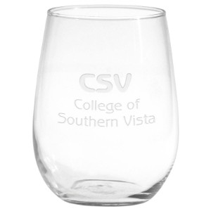 Stemless White Wine Glass - Deep Etched, 17oz. - GA1552