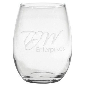 Stemless White Wine Glass - Deep Etched, 15oz. - GA1561