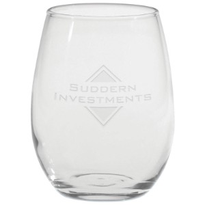 Stemless White Wine Glass - Deep Etched, 9oz. - GA1564