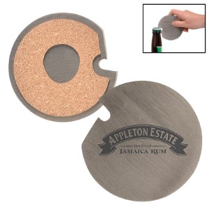 Stainless Steel Coaster with Cork Base & Bottle Opener - GO1215