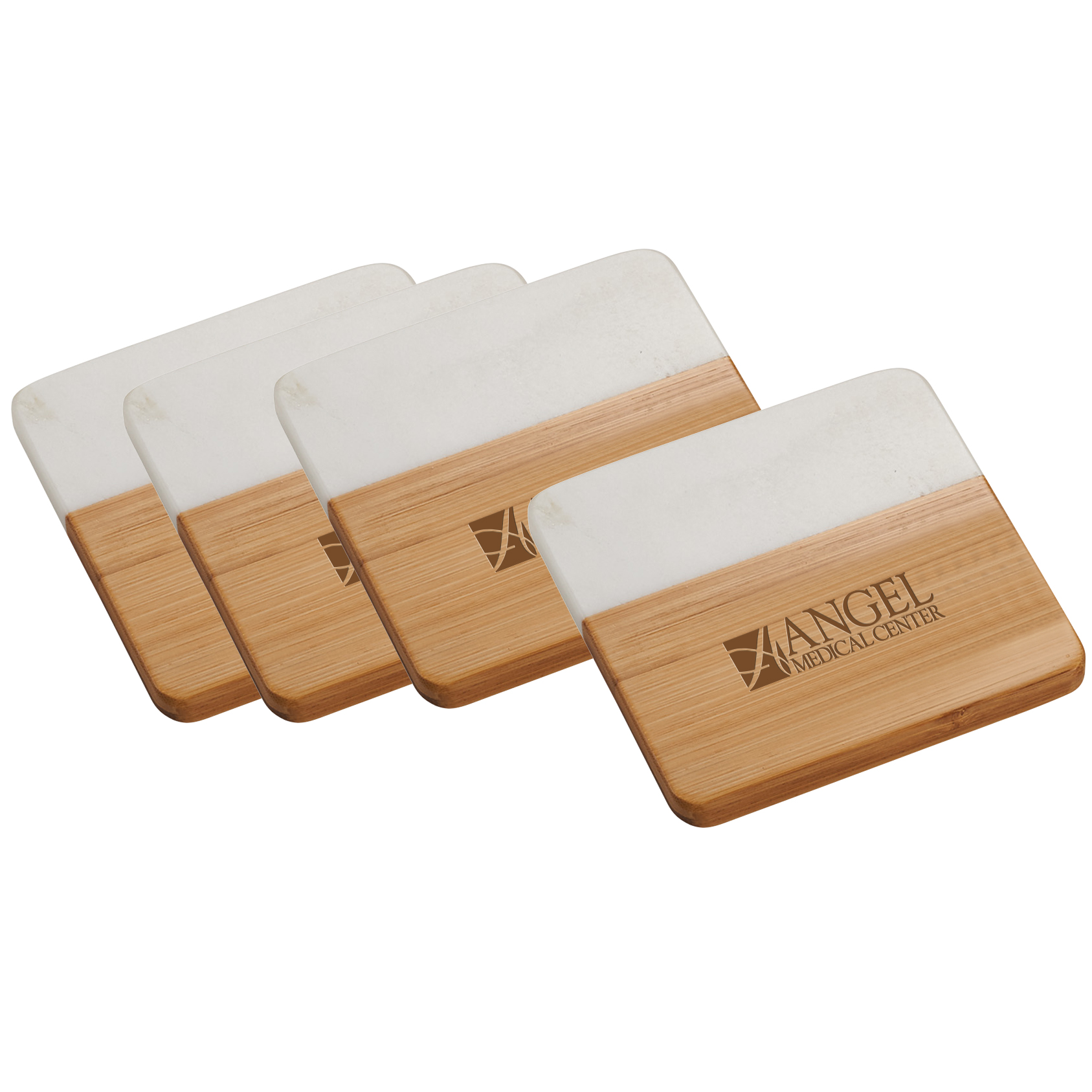 Product Photo 1 Marble & Bamboo Coaster Set