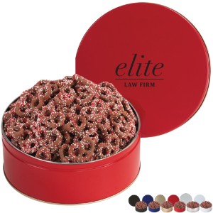 Corporate Color Chocolate Pretzel Tin, 3lb 8oz. - MD8237