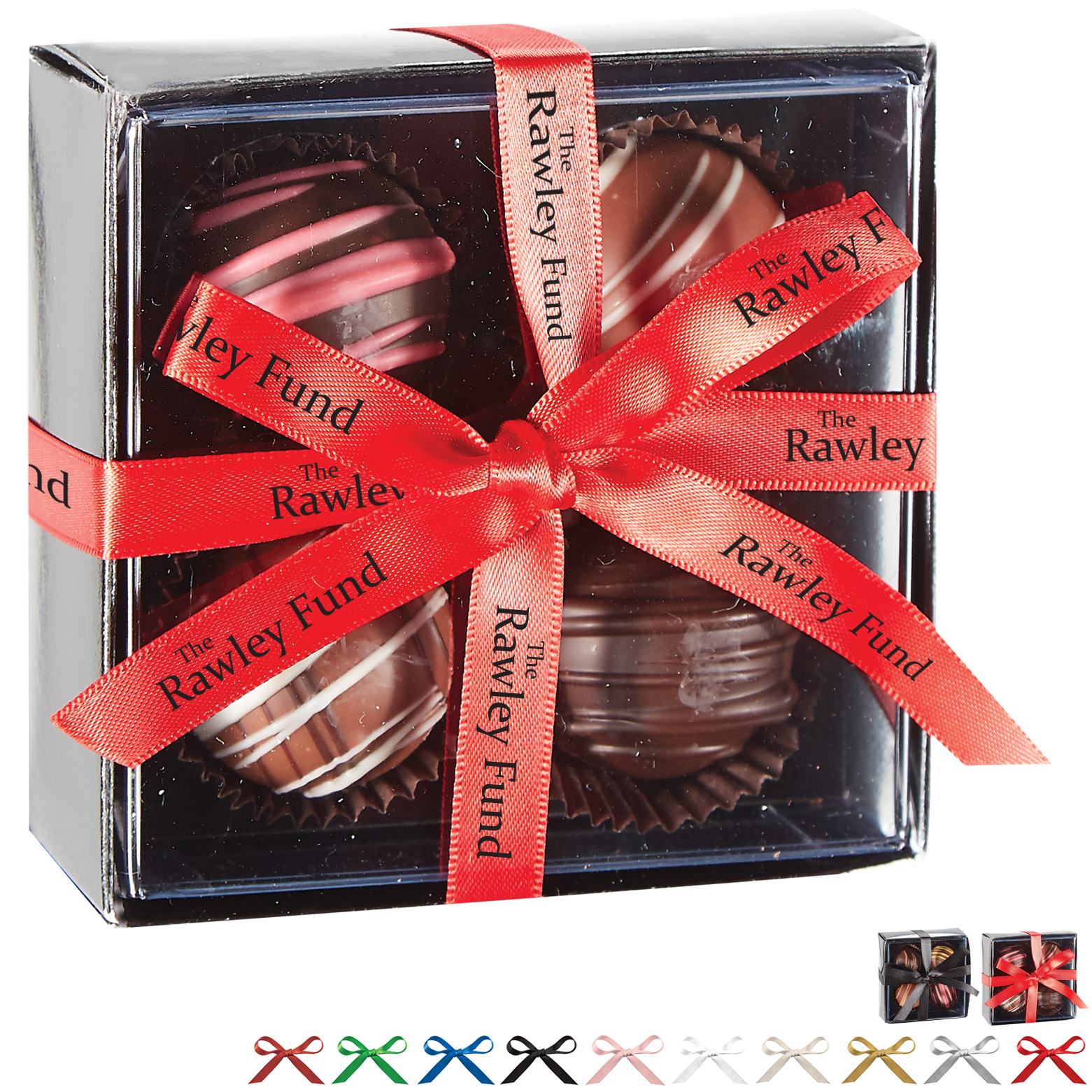 Product Photo 1 Decadent 4 Piece Truffle Box w/ Custom Imprint Bow