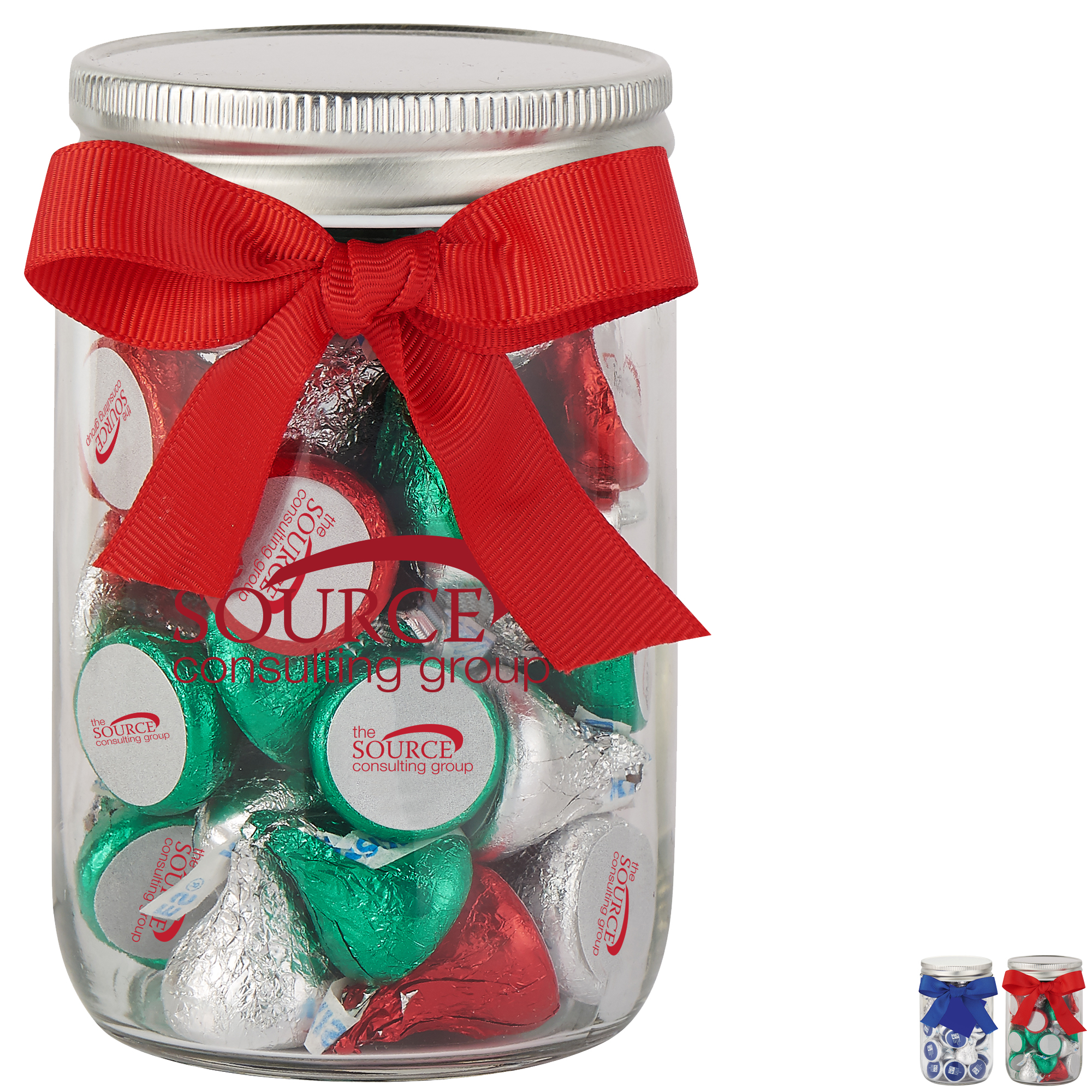 Product Photo 1 Mason Jar w/ Custom Holiday HERSHEY'S® KISSES®, 12 oz.