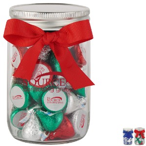 Mason Jar w/ Custom Holiday HERSHEY'S® KISSES®, 12 oz. - MD8266