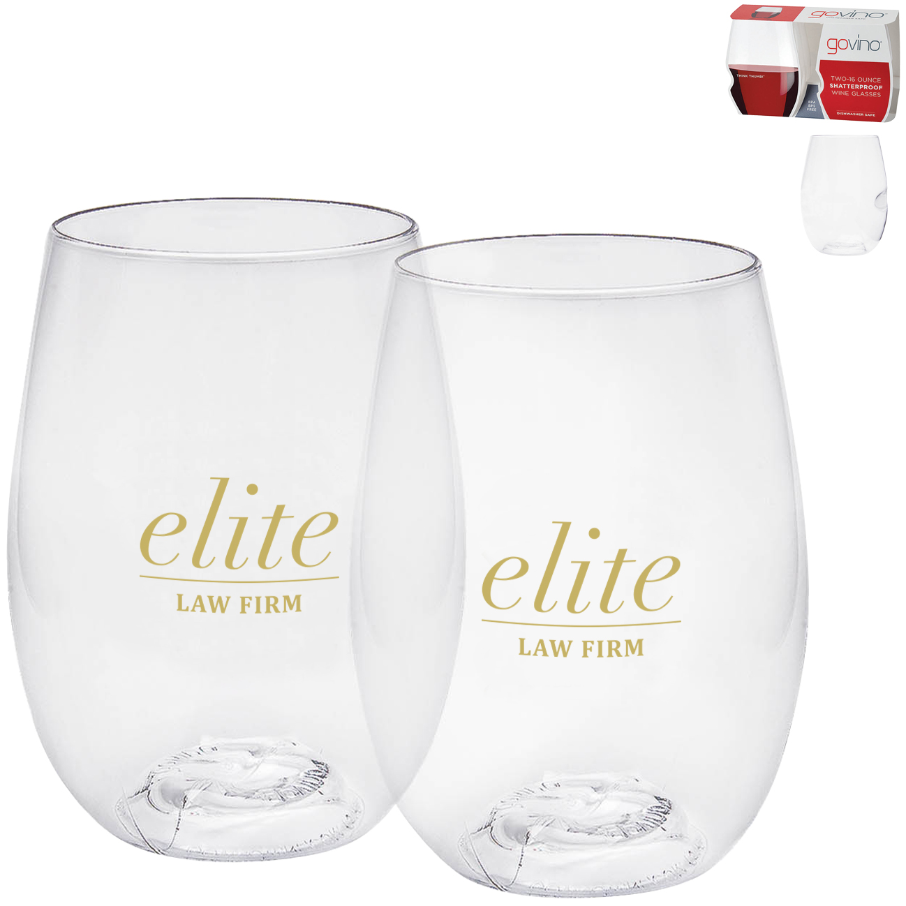 Product Photo 1 Dishwasher Safe Govino® Wine Glass 2 Pack, 16oz.