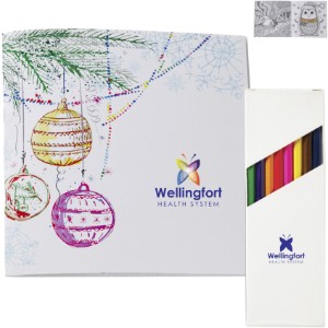 Holiday Deluxe Ornaments Adult Coloring Book & 8-Piece Color Pencil Set - JN1165