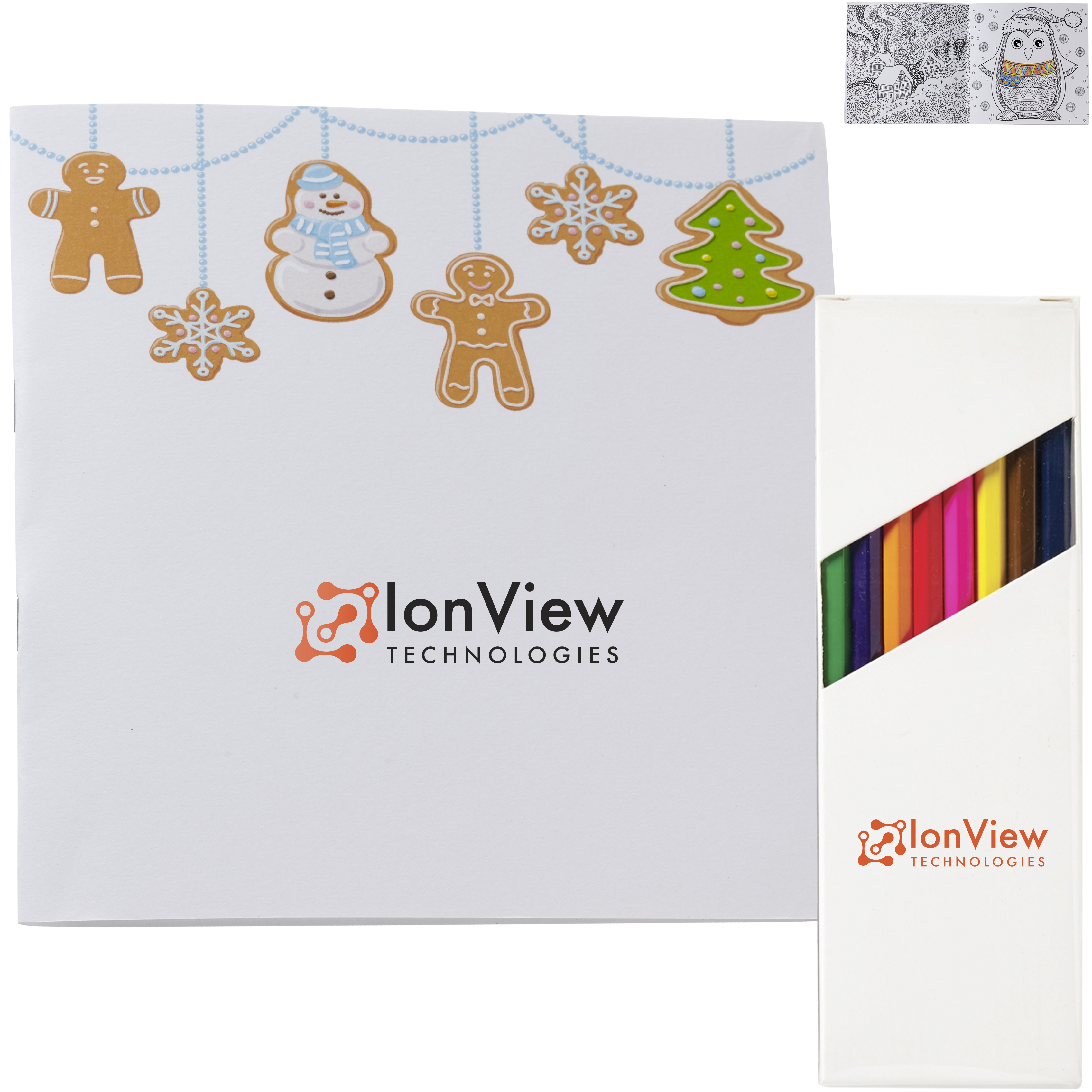 Product Photo 1 Holiday Deluxe Gingerbread People Adult Coloring Book & 8-Piece Color Pencil Set
