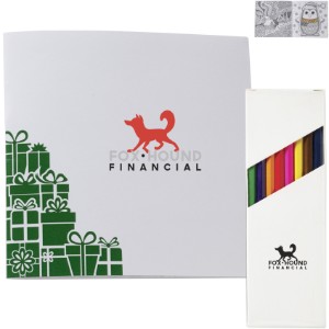 Holiday Deluxe Green Gift Boxes Adult Coloring Book & 8-Piece Color Pencil Set - JN1167