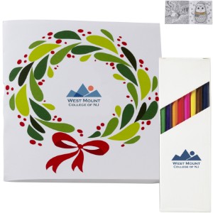 Holiday Deluxe Wreath Adult Coloring Book & 8-Piece Color Pencil Set - JN1169