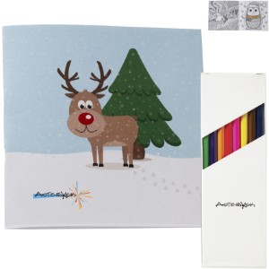 Holiday Deluxe Reindeer Adult Coloring Book & 8-Piece Color Pencil Set - JN1170