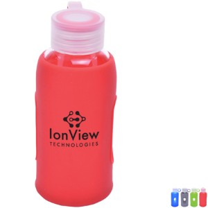 Glass Water Bottle w/ Silicone Grip, 12oz. - CF1048