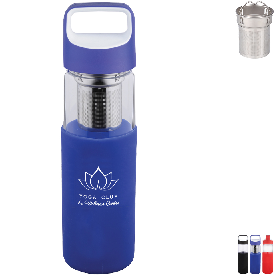 Product Photo 1 Chamomile Glass Bottle w/ Tea Strainer, 16oz.