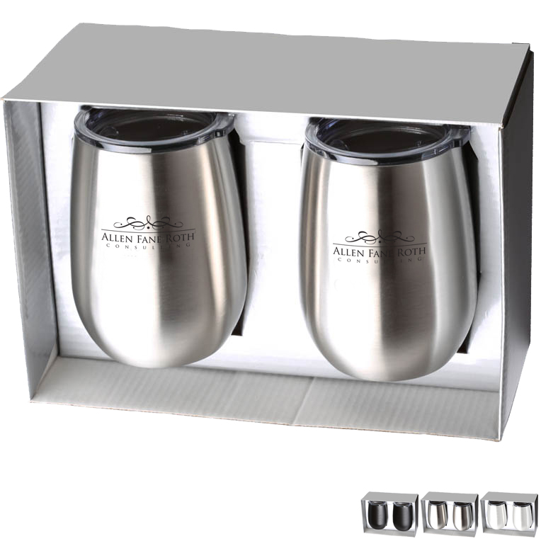 Product Photo 1 Stainless Steel Stemless Wine Tumbler Gift Set, 9oz.