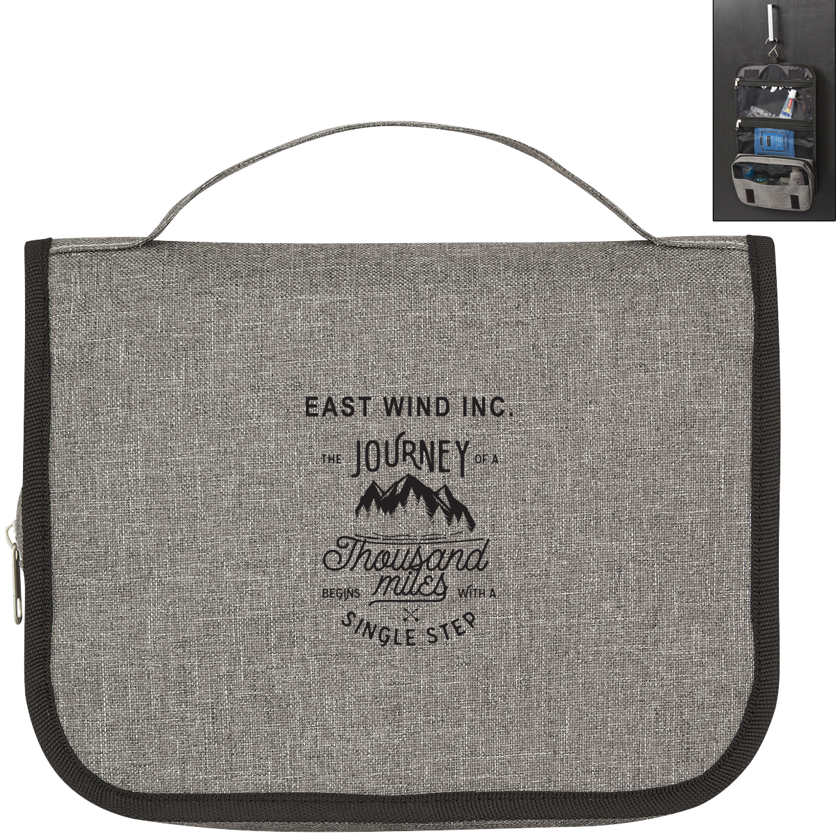 Product Photo 1 Heathered Gray Polyester Hanging Toiletry Bag