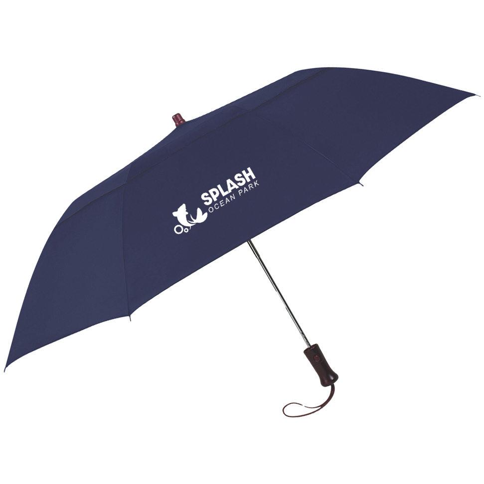 Product Photo 1 Telescopic Folding Wood Handled Umbrella, 44" Arc
