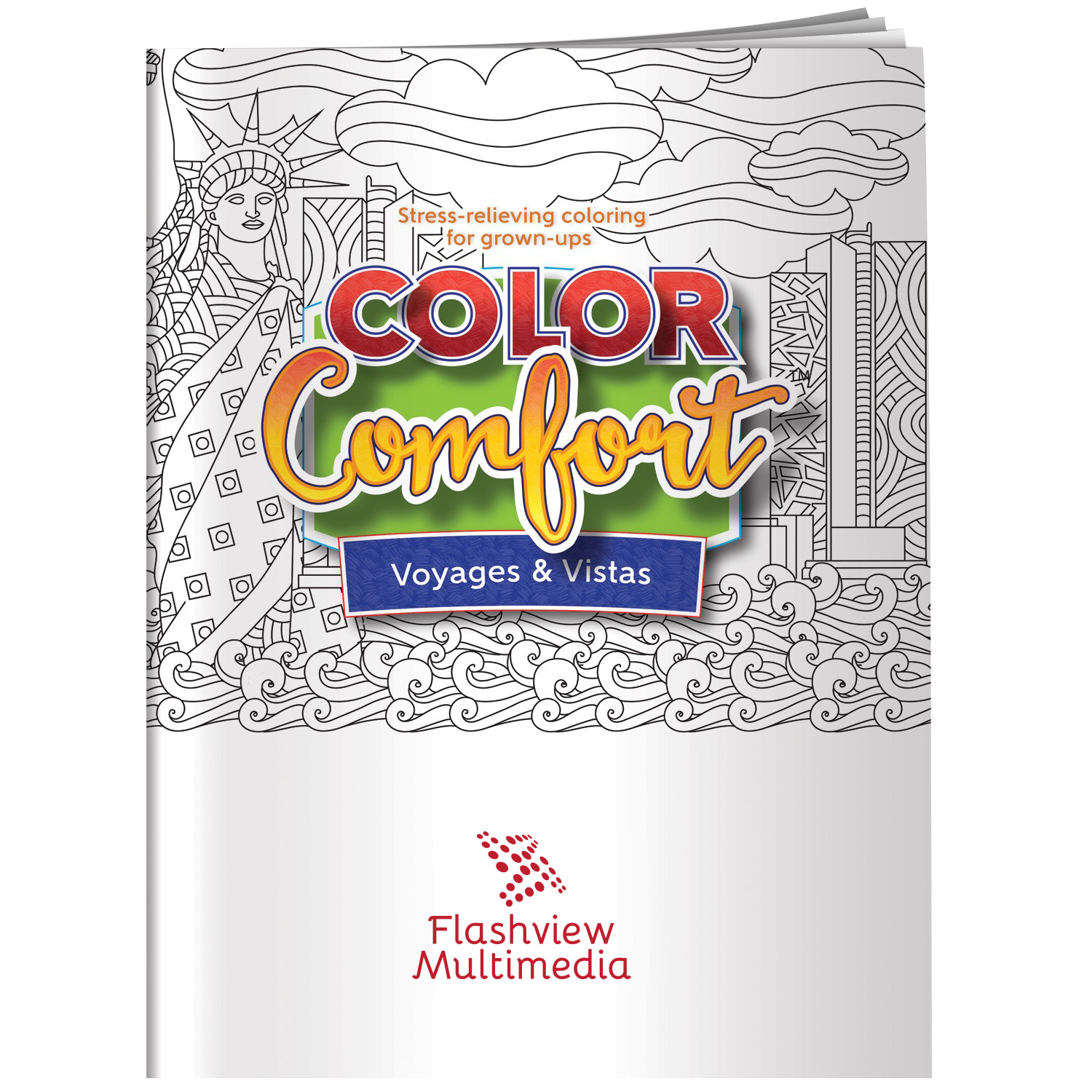 Product Photo 1 Color Comfort US Landmarks Theme Adult Coloring Book