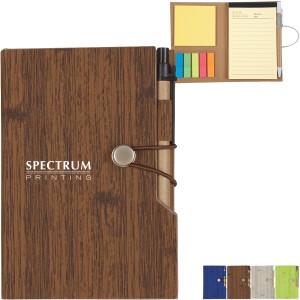 Woodgrain Pattern Notebook w/ Stickies - HT4733