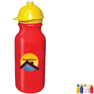 Safety Helmet Sport Bottle w/ Push 'n Pull Cap, 20oz., Full Color Imprint - AK4739