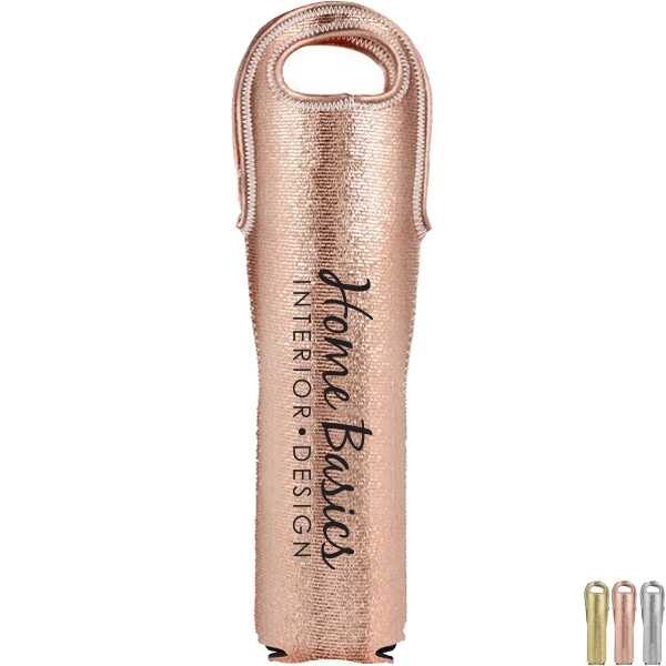 Product Photo 1 Single Bottle Metallic Neoprene Wine Tote Sleeve