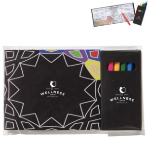 Black Cover Adult Coloring Book & 6 Color Pencil Set - JN1041