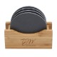 Round Slate Coasters w/ Bamboo Holder