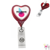 Heart Retractable Badge Reel, Alligator Clip