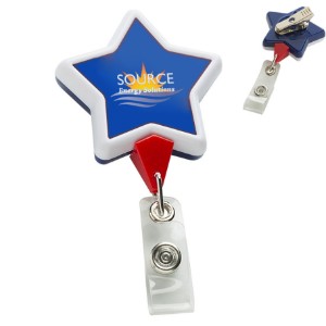 Jumbo Patriot Star Retractable Badge Holder, Alligator Clip - DE3200
