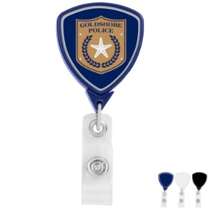 Shield Retractable Badge Reel, Bull Dog Clip - DE3202