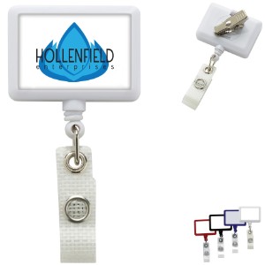 Jumbo Rectangle Retractable Badgeholder, Alligator Clip w/Antimicrobial Additive - DE3205