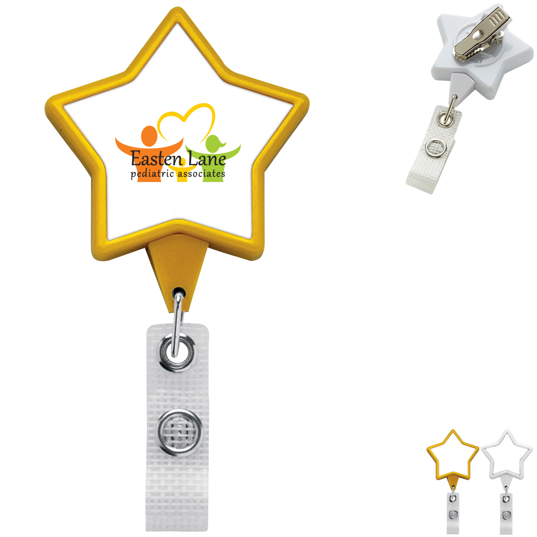 Product Photo 1 Jumbo Star Retractable Badgeholder, Alligator Clip w/Antimicrobial Additive