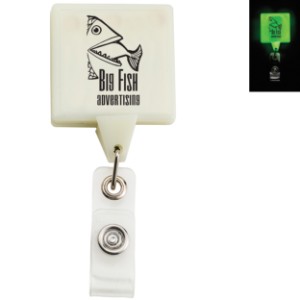 Glow in the Dark Jumbo Square Retractable Badge Holder, Alligator Clip - DE3215