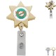 Metallic Finish Seven Point Star Retractable Badge Reel, Alligator Clip