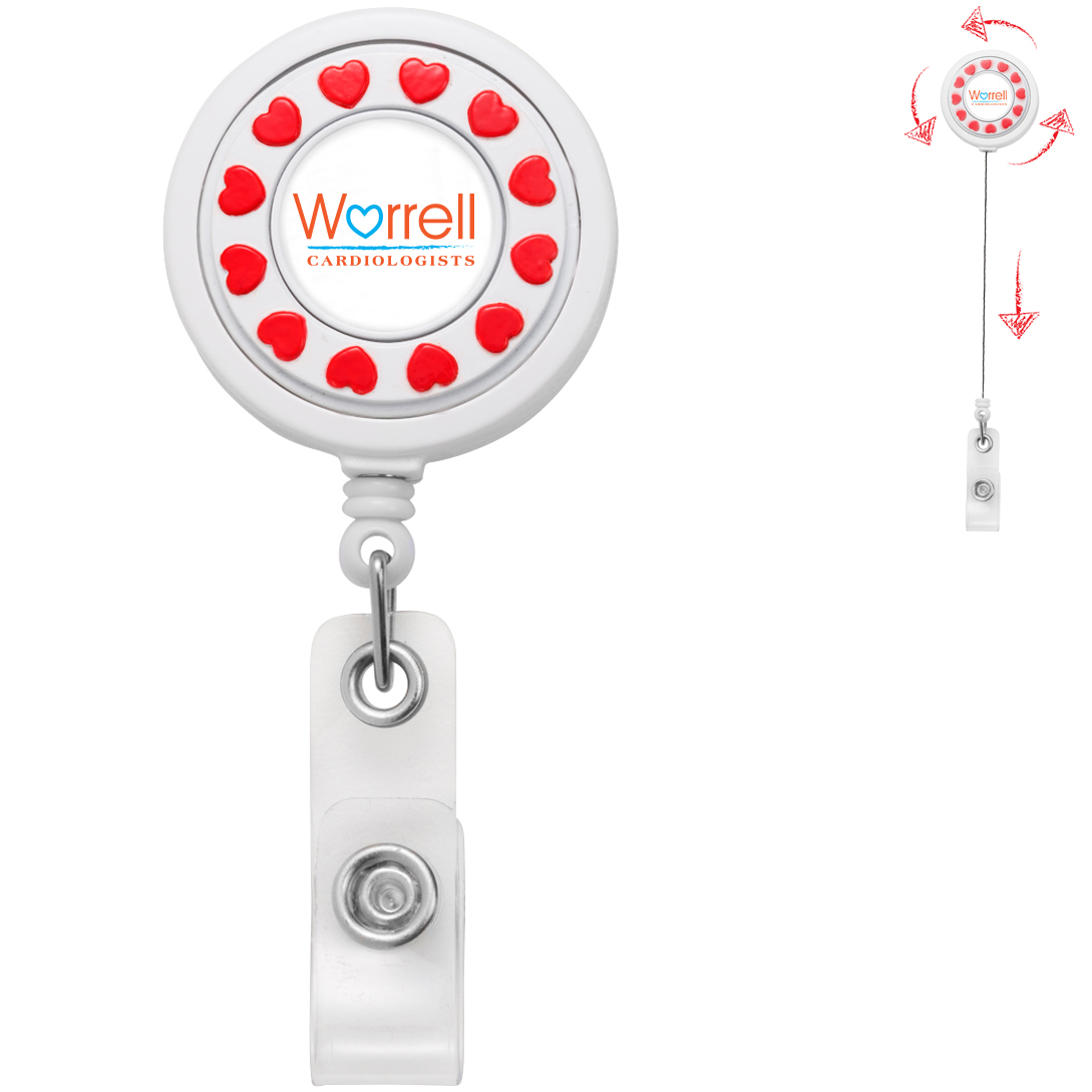 Product Photo 1 Heart Spinner Badge Reel, Alligator Clip