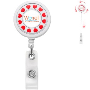Heart Spinner Badge Reel, Alligator Clip - DE3255
