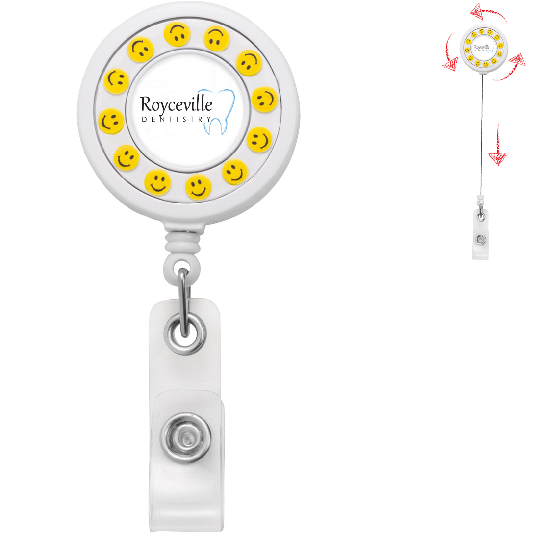 Product Photo 1 Smiley Spinner Badge Reel, Alligator Clip